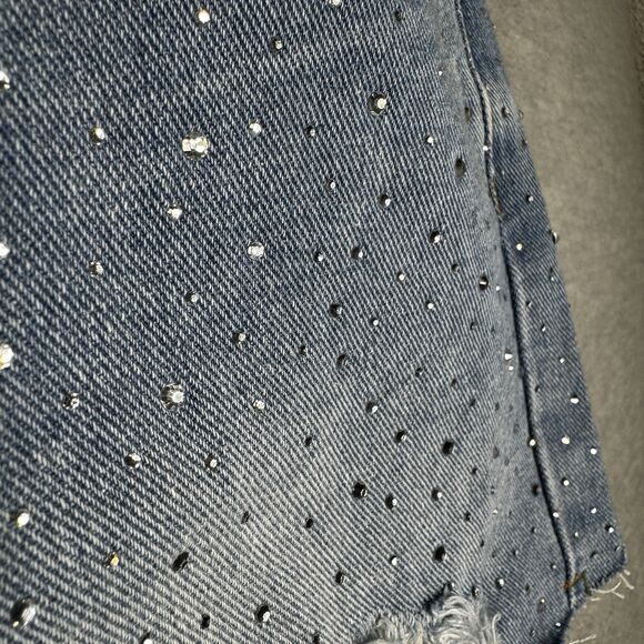 Rhinestone Bedazzled Denim Shorts Size 3 S 28 Jean Cut Off New Cali 1850 Concert - Picture 5 of 10